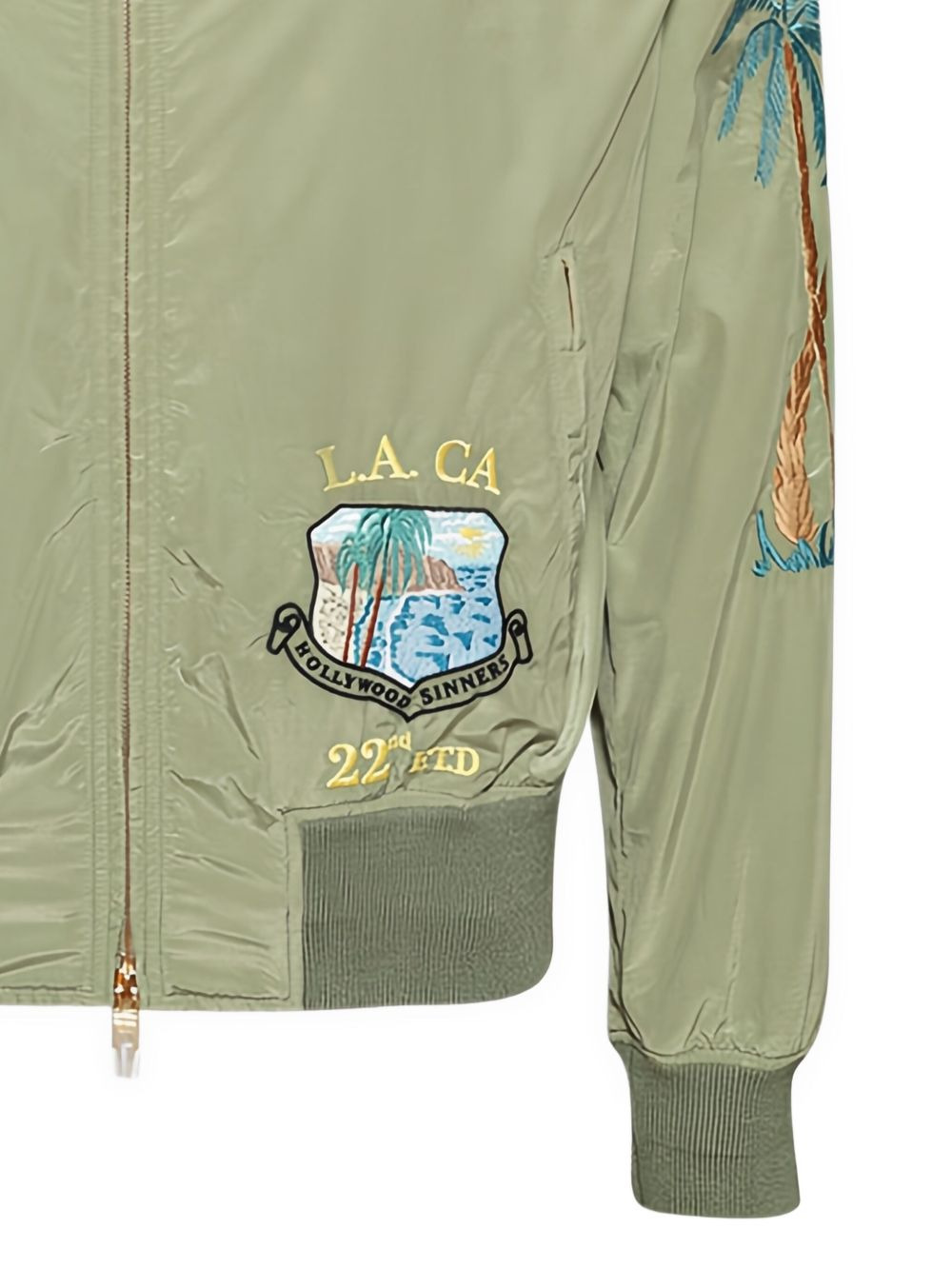 front-zip embroidered bomber jacket - 2