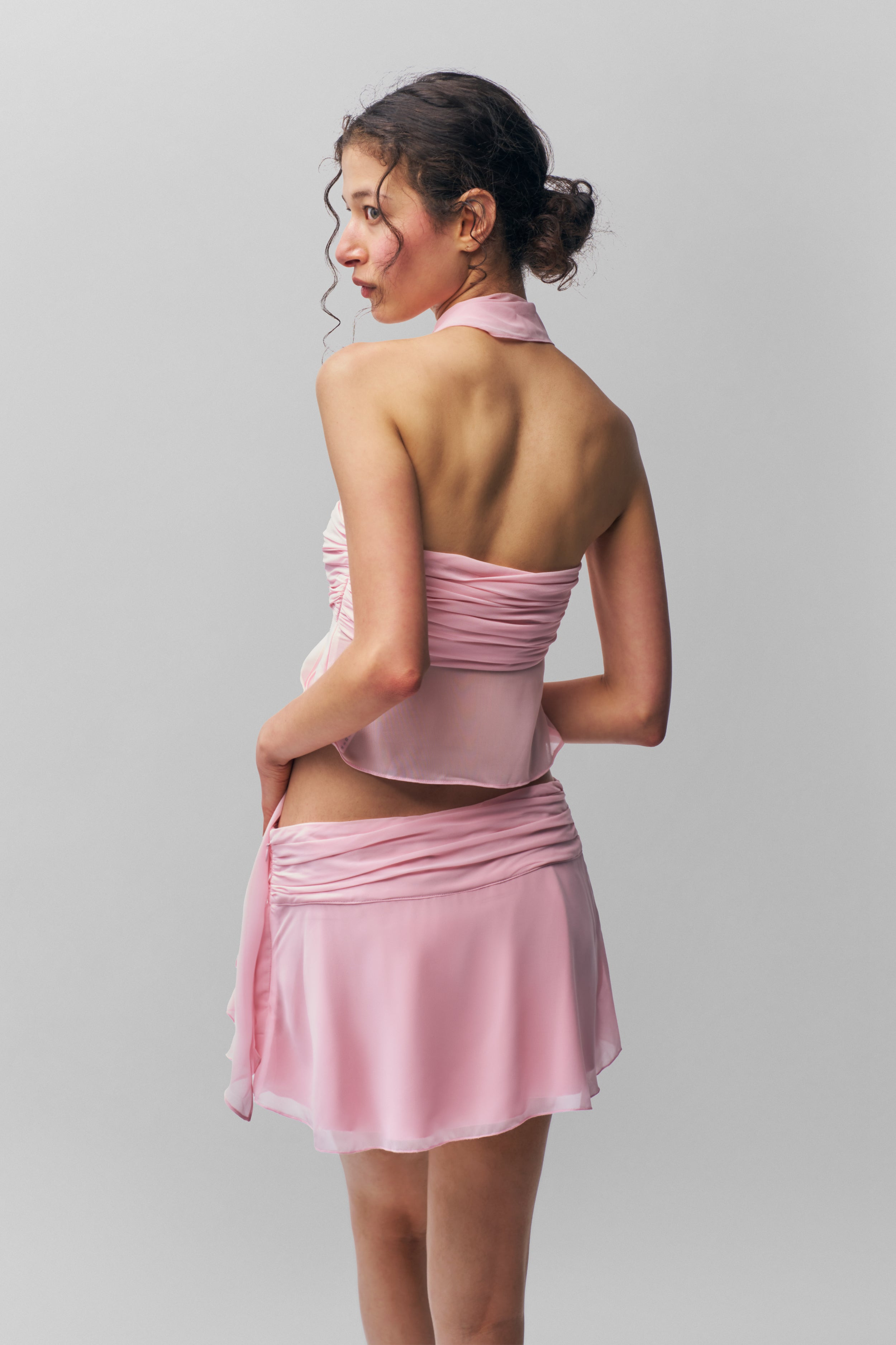 CHIFFON SLIT MINI SKIRT - 4