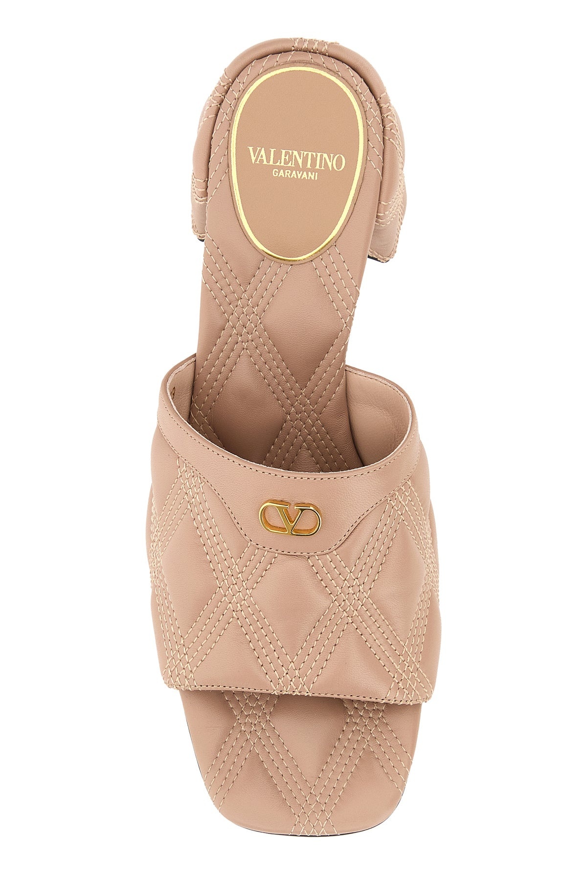 サンダル・ミュール VALENTINO Antiqued pink leather Quiltie mules Valentino Antiqued pink leather Quiltie mules