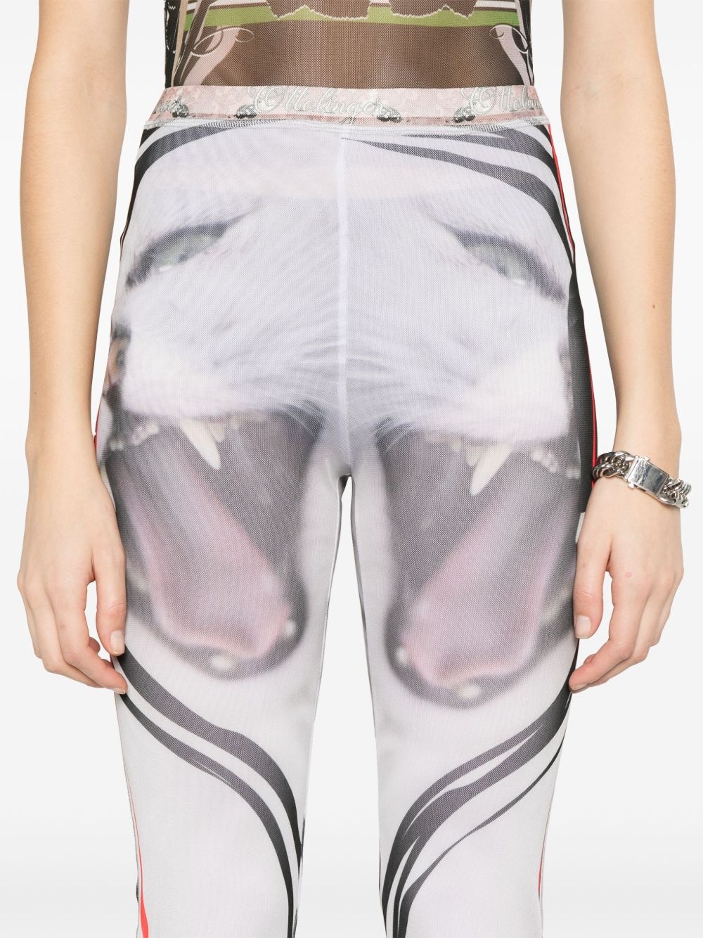 cat-print mesh trousers - 5