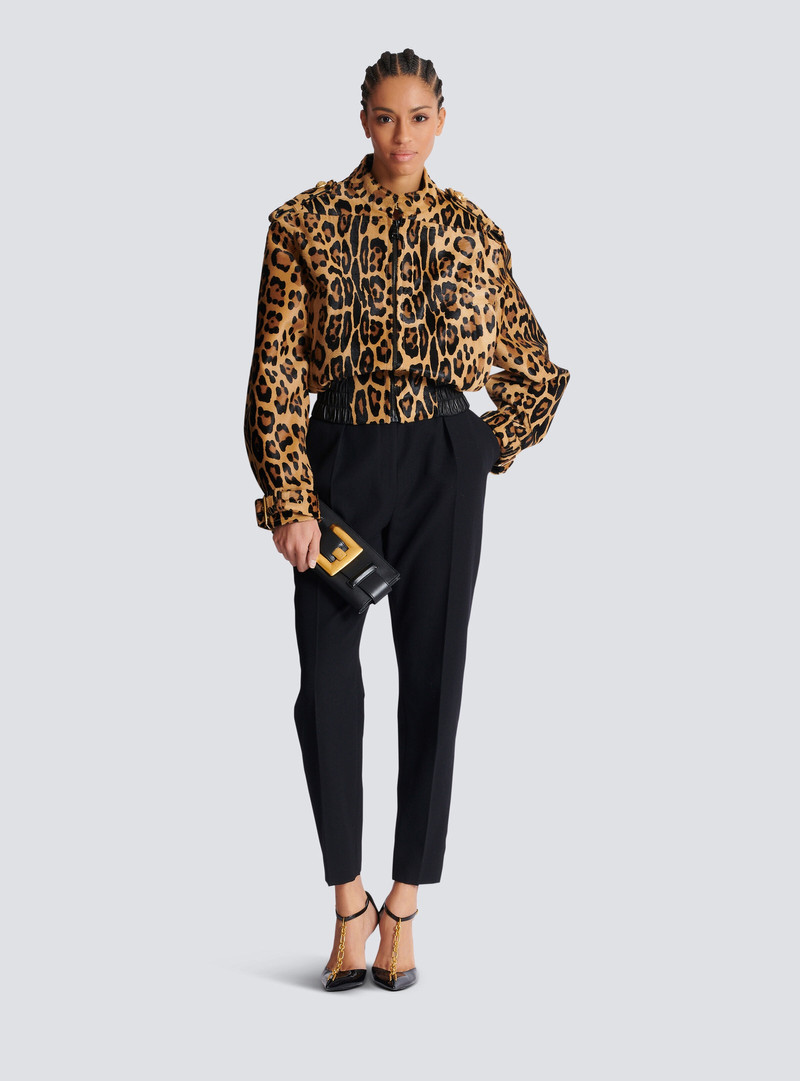 Balmain Anthem calfskin leather clutch outlook