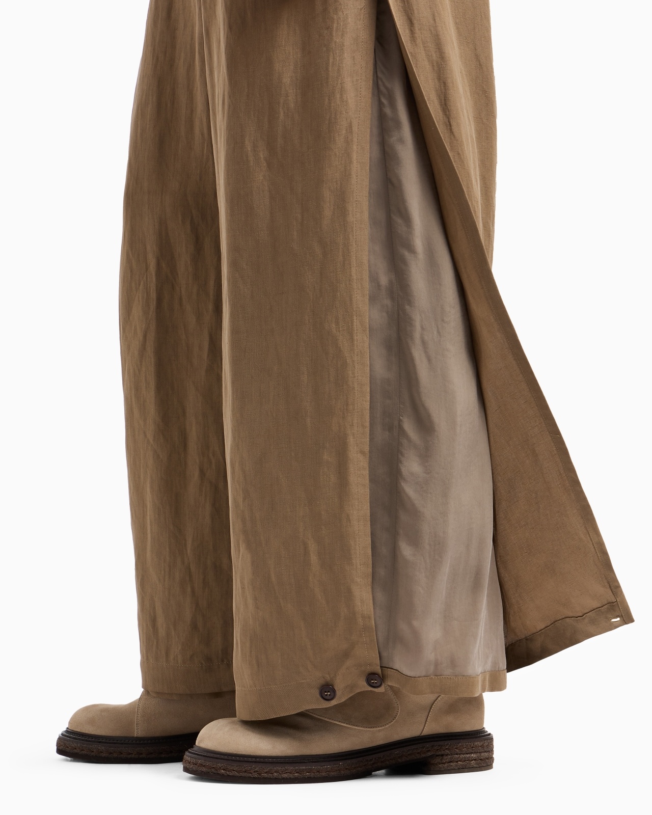 LINEN AND SILK WIDE TROUSERS - 7