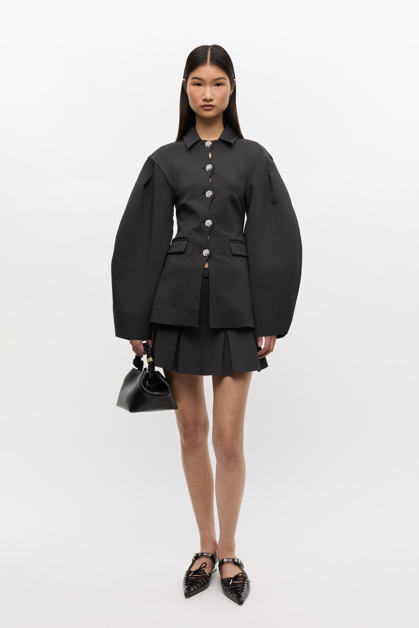 BLACK STRUCTURED BLAZER - 3