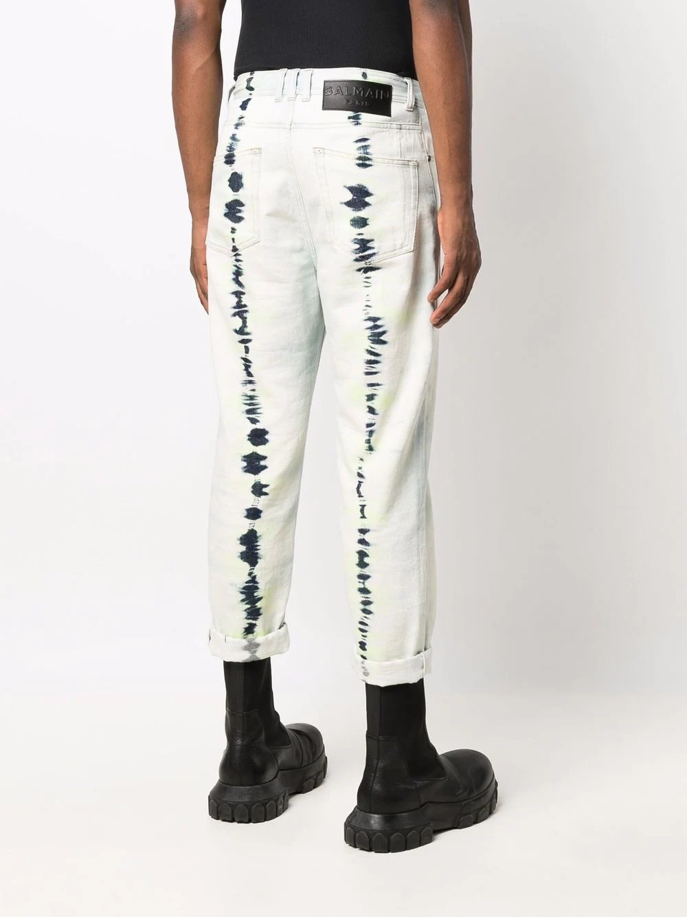 tie-dye cropped jeans - 4