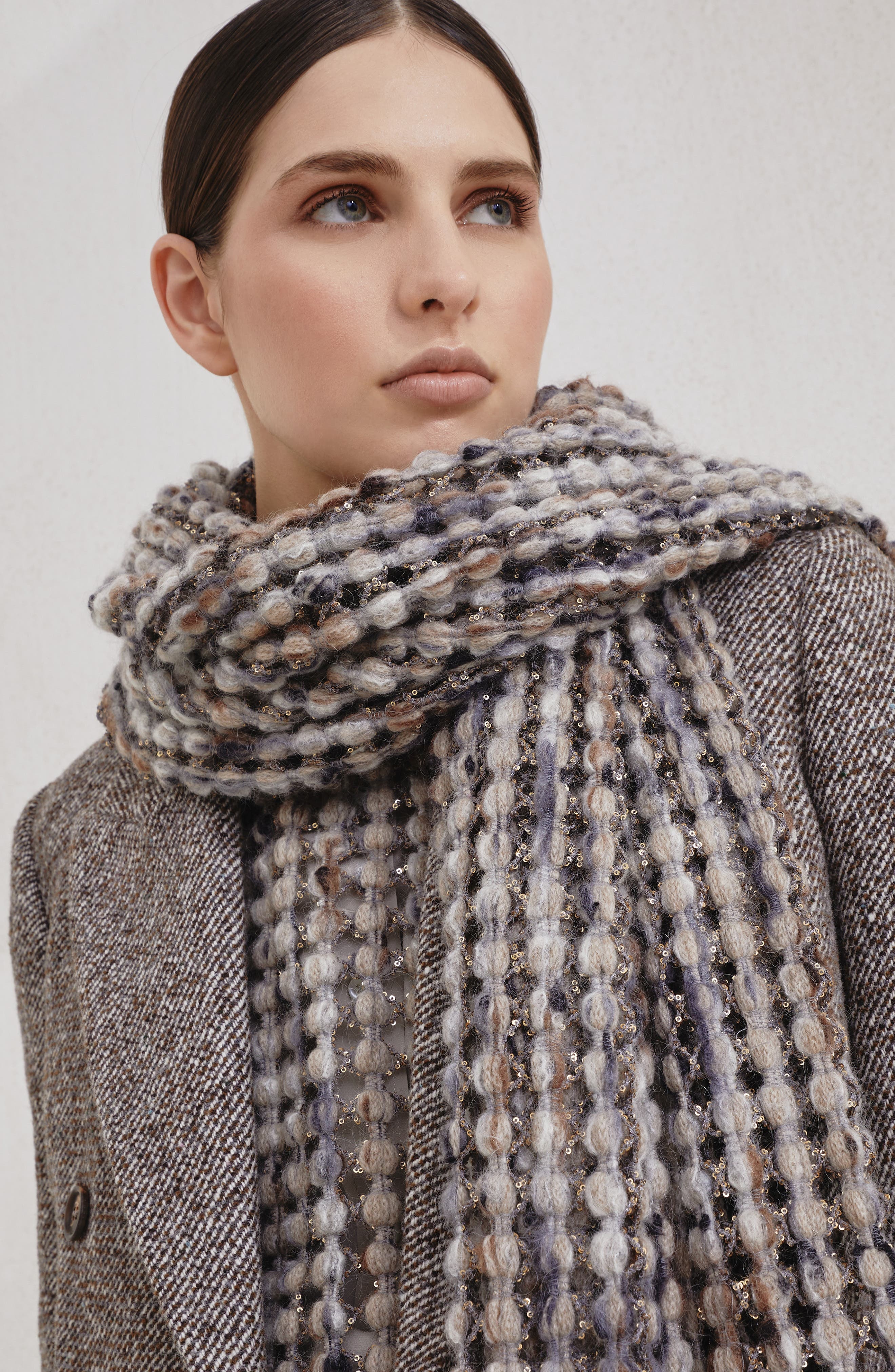 Brunello Cucinelli Balloon Net knit scarf in Anthracite at Nordstrom - 5