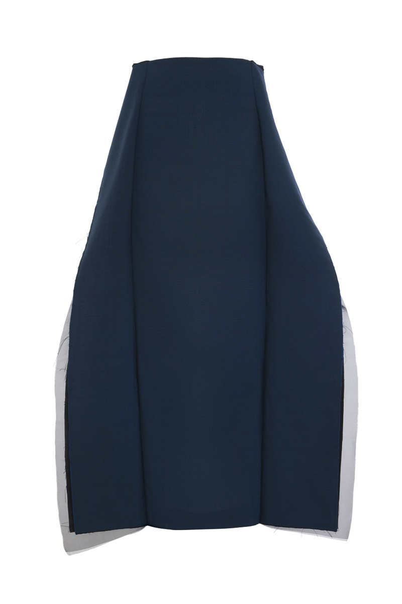 A.W.A.K.E. MODE MIDI HIGH WAISTED PANELLED SKIRT NAVY outlook