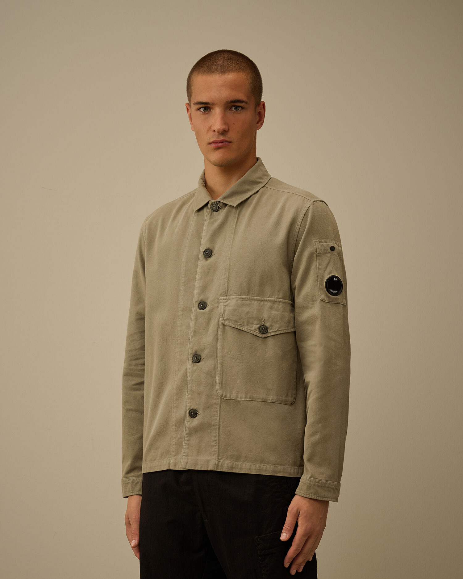 Vintage Army Structure Lens Button Overshirt - 3