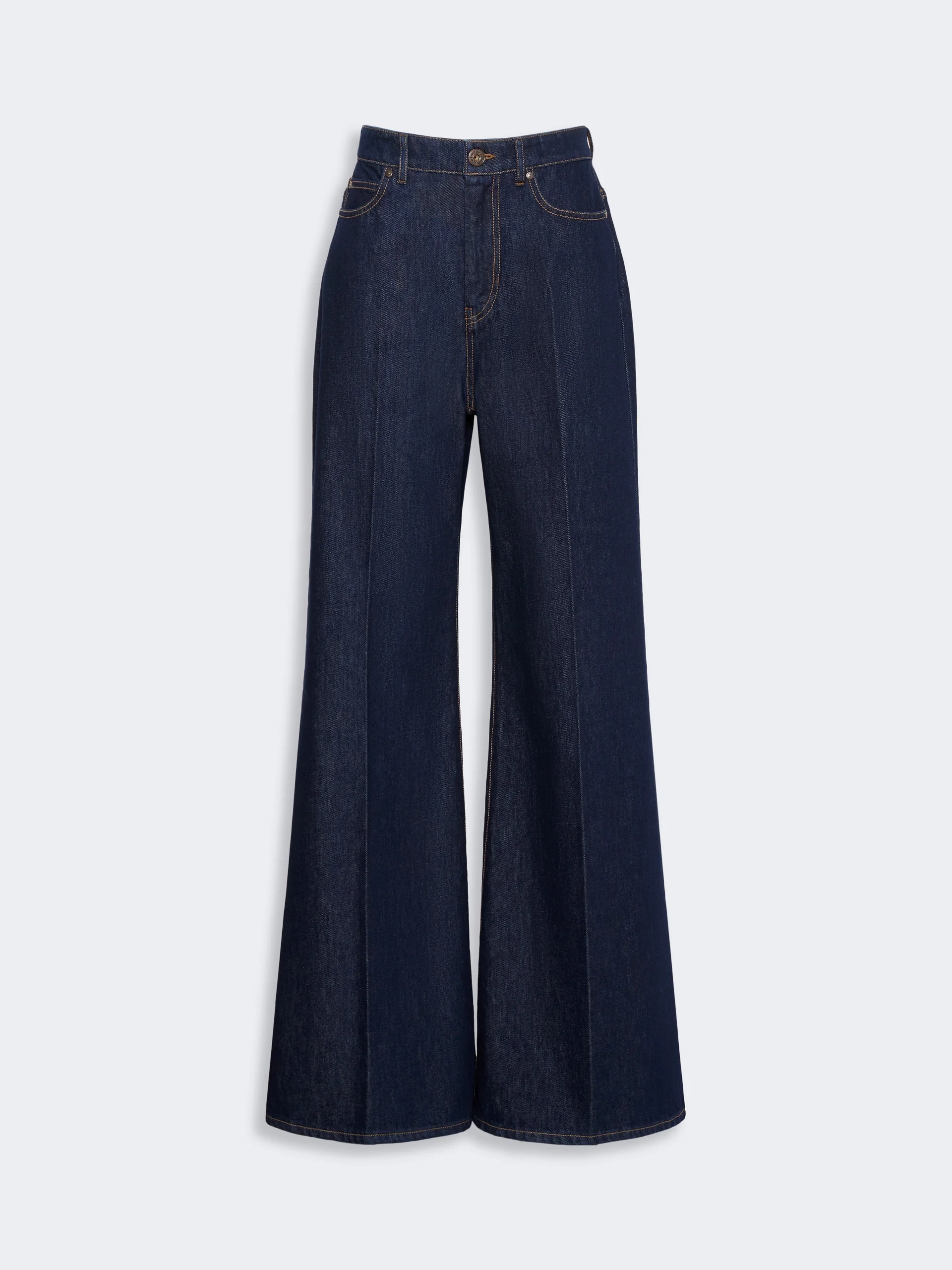 SPORT Cotton denim palazzo jeans - NAVY - 1