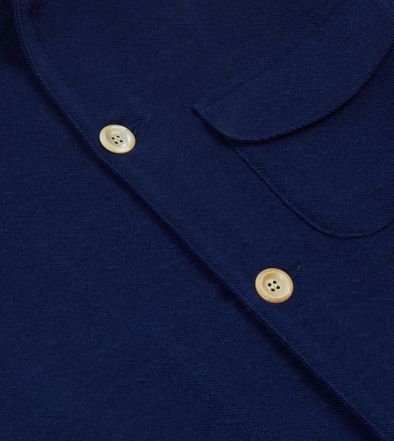 Blue Wool-Linen Three-Pocket Chore Jacket 4
