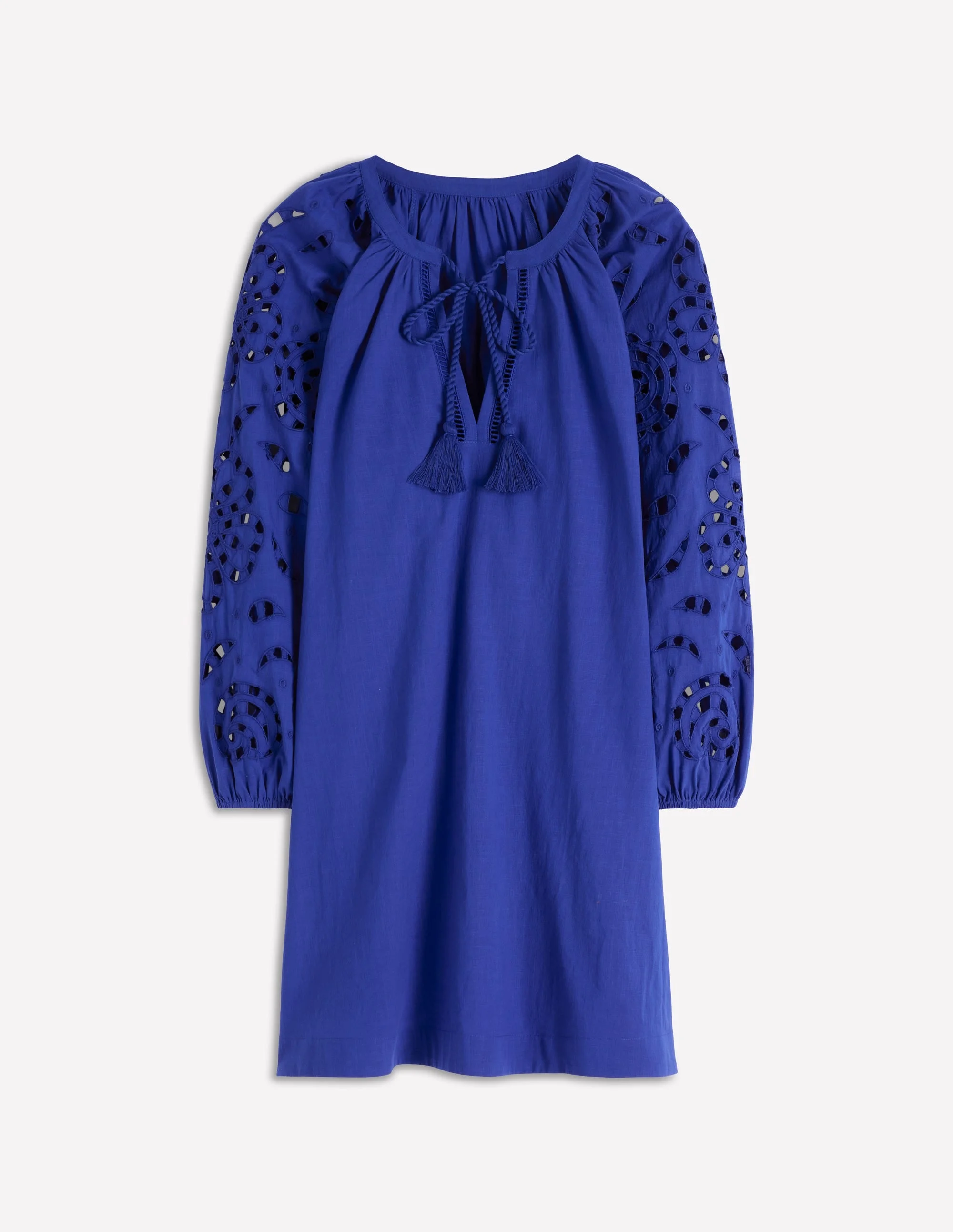 Embroidered Sleeve Kaftan-Blue Embroiderie - 1