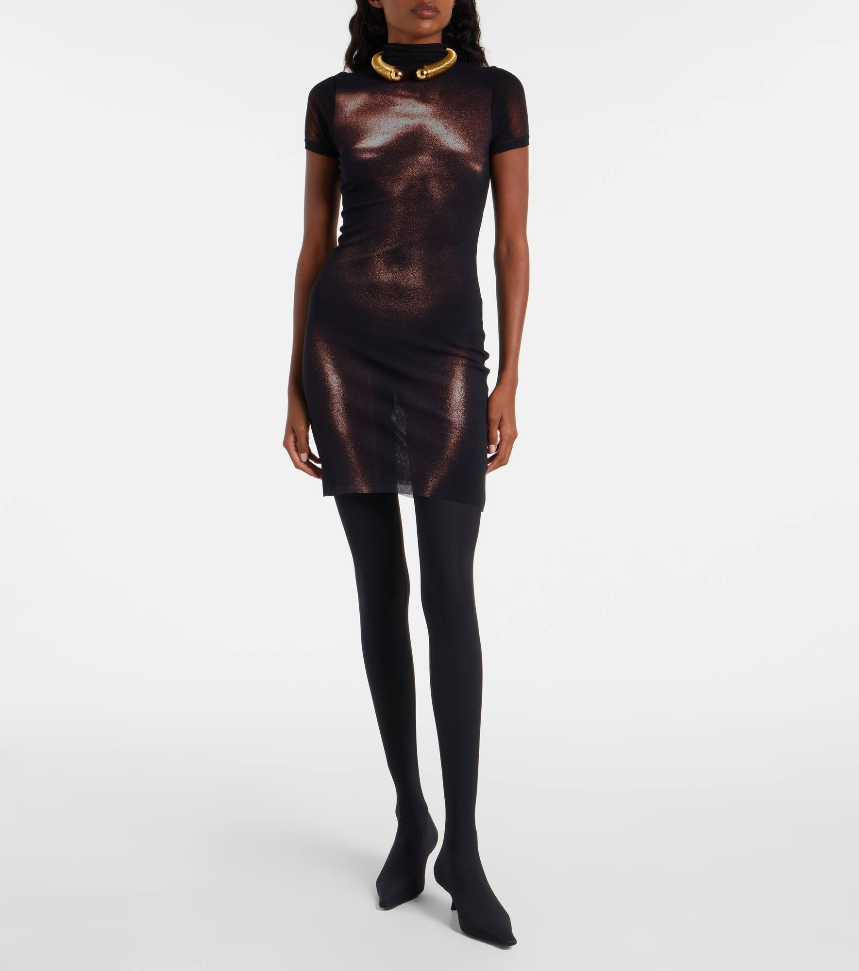 Trompe l'oeil mesh minidress - 2