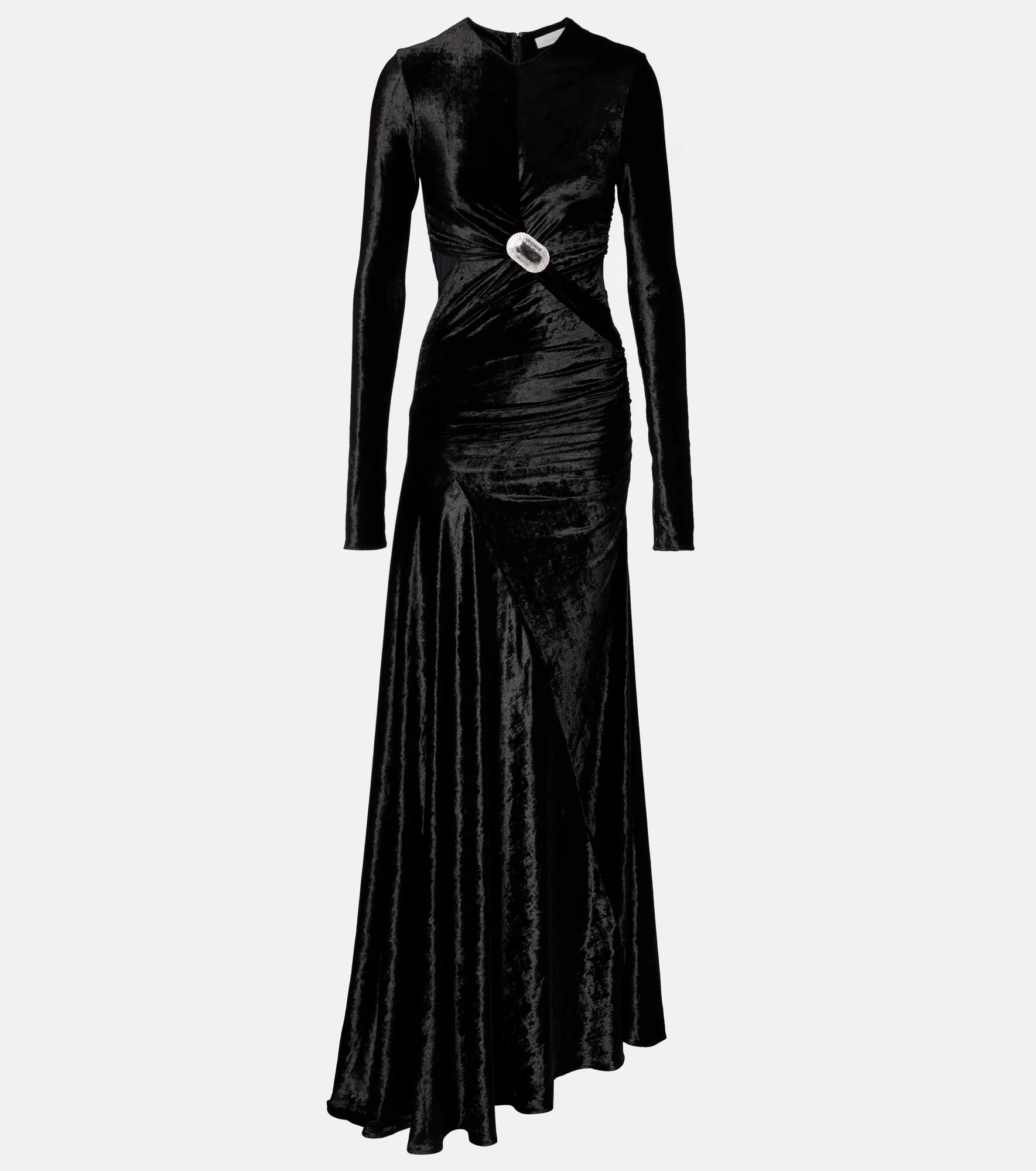 Asymmetrical draped velvet gown - 1