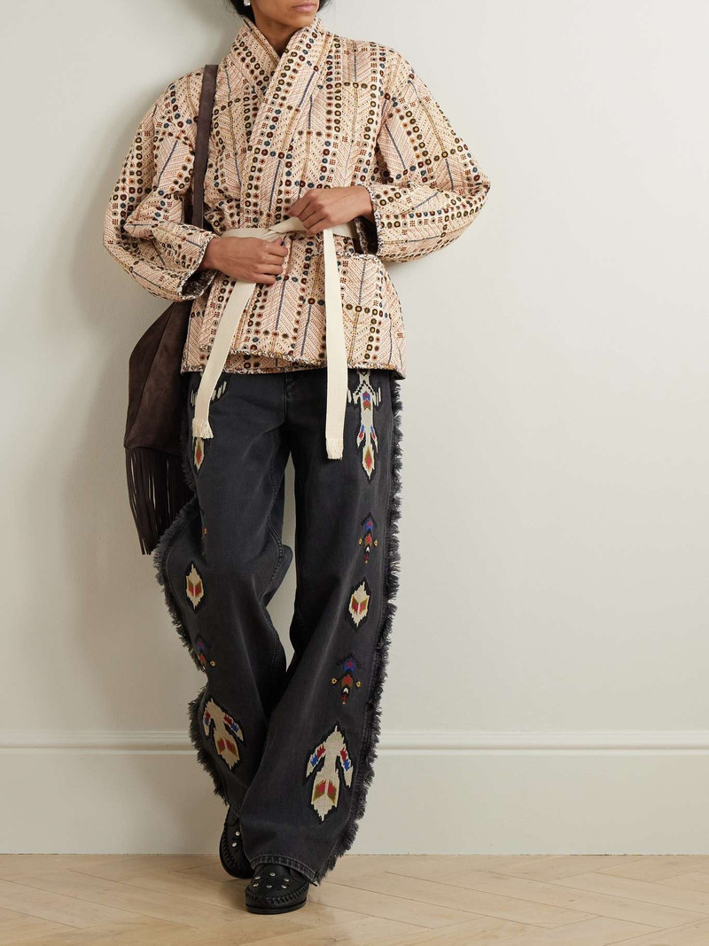 Isabel Marant Étoile Chancel belted quilted padded printed cotton jacket Ecru outlook