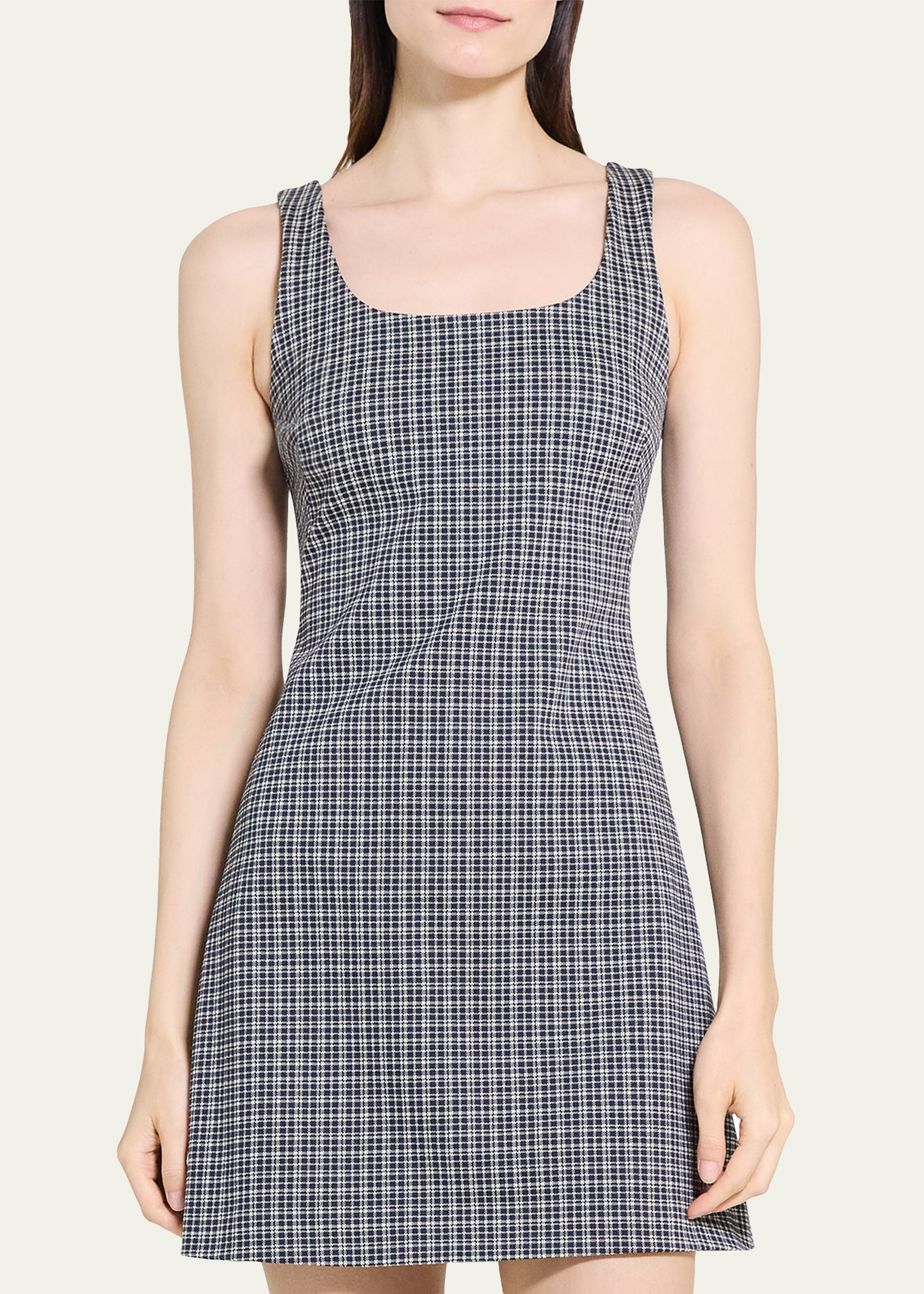Plaid Scoop-Neck Mini Dress - 5