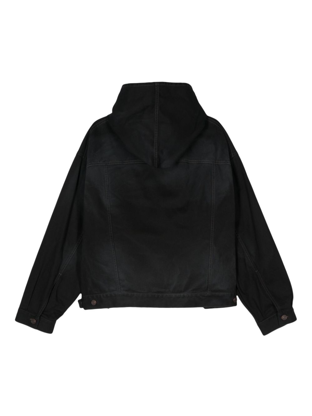 matte-effect denim hoodie - 2