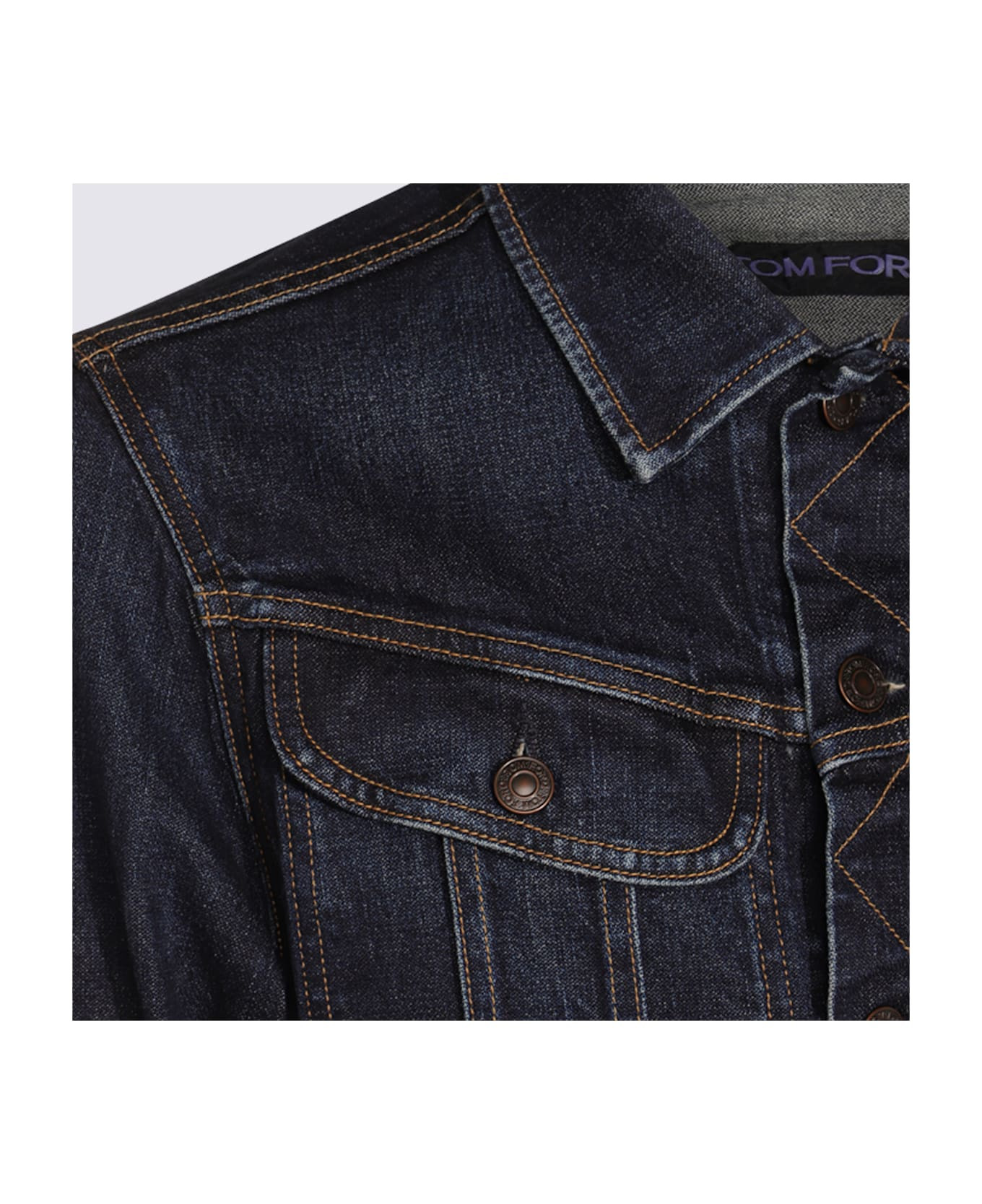 Dark Blue Cotton Denim Jacket - 3