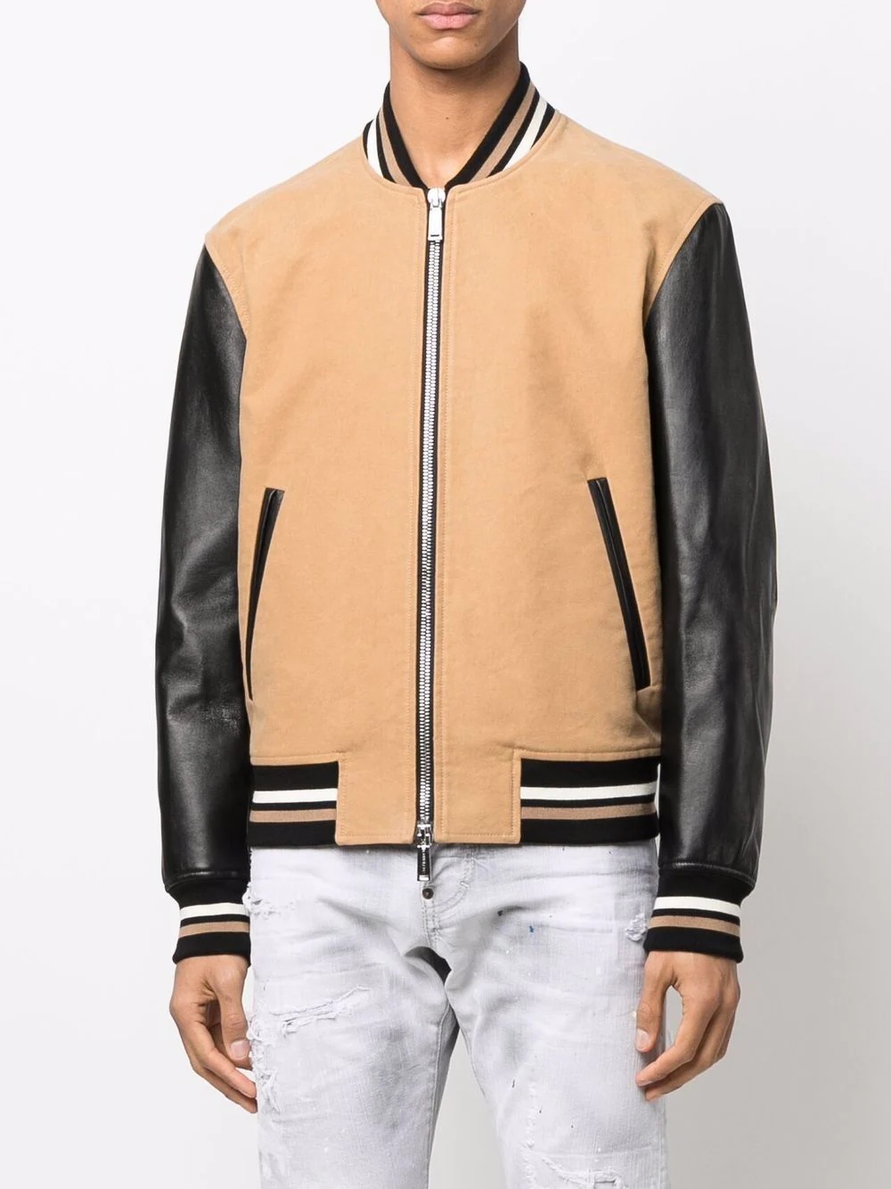 leather-sleeve sport jacket - 3