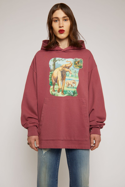 Acne Studios Elephant print hooded sweatshirt old pink outlook