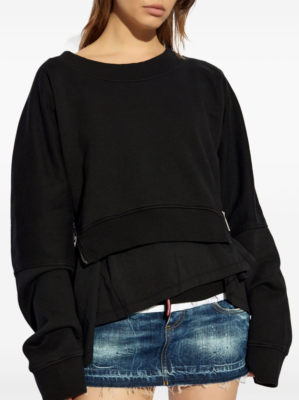 zip-detail cotton sweatshirt - 3