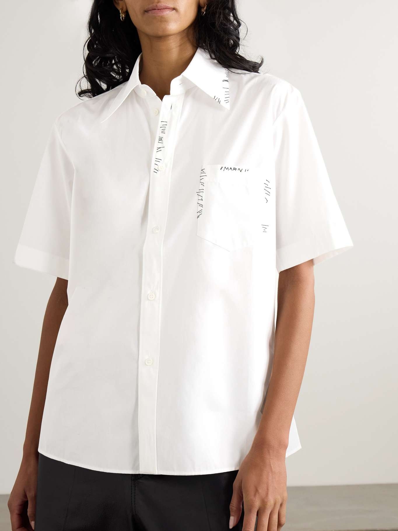 Embroidered cotton-poplin shirt - 3