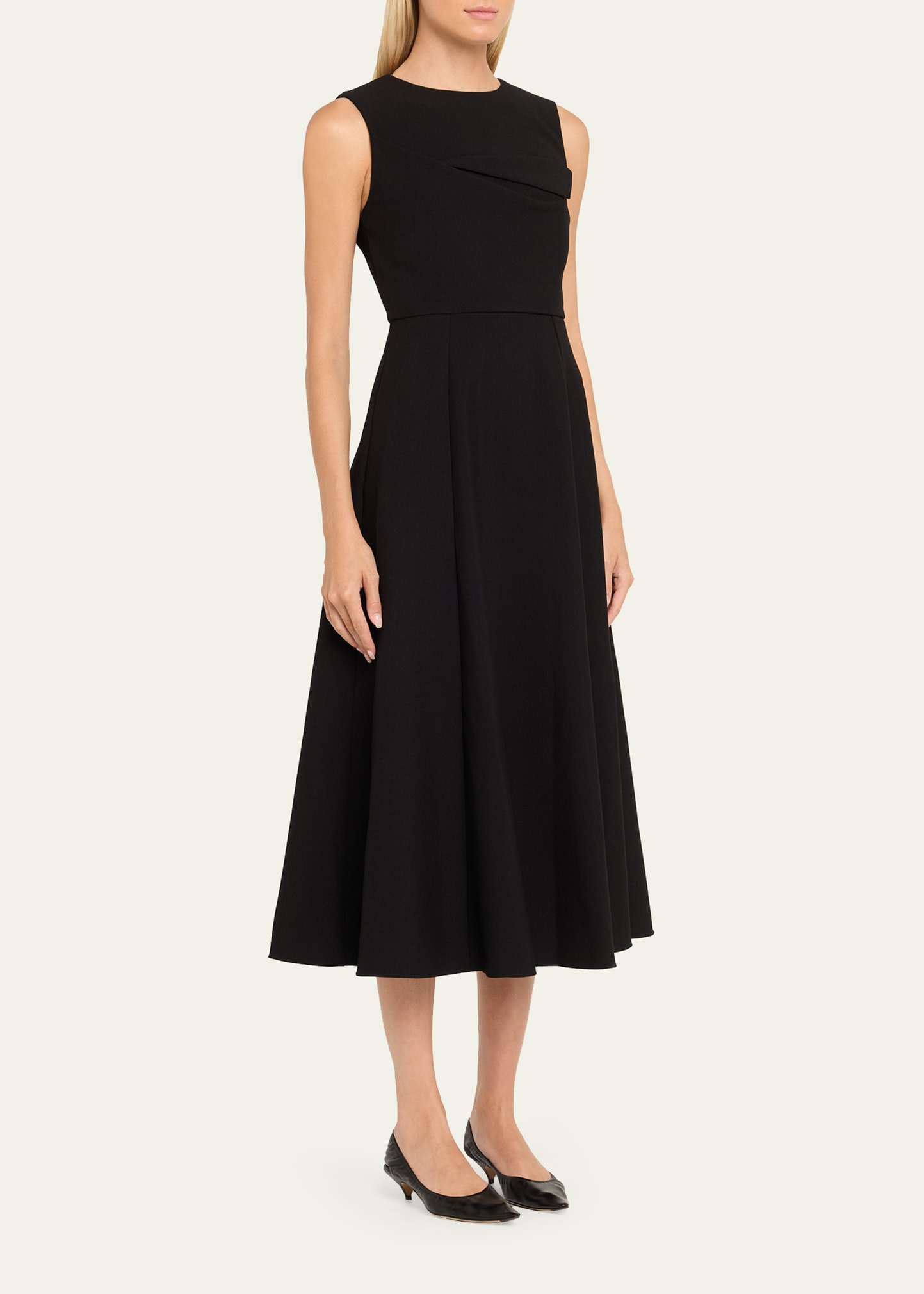 Sleeveless Origami Draped Crepe Midi Dress - 4