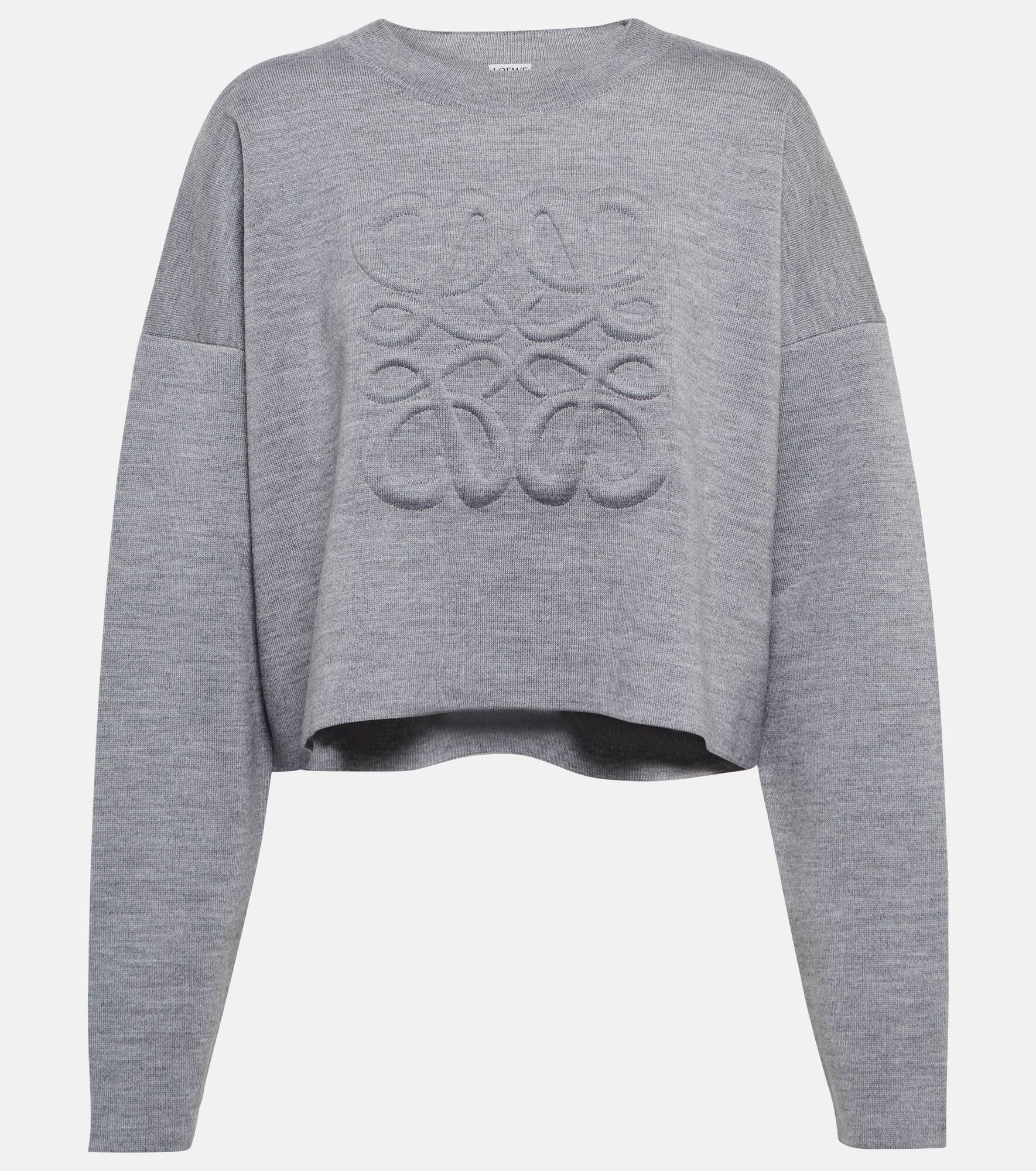 Anagram cropped wool-blend sweater - 1