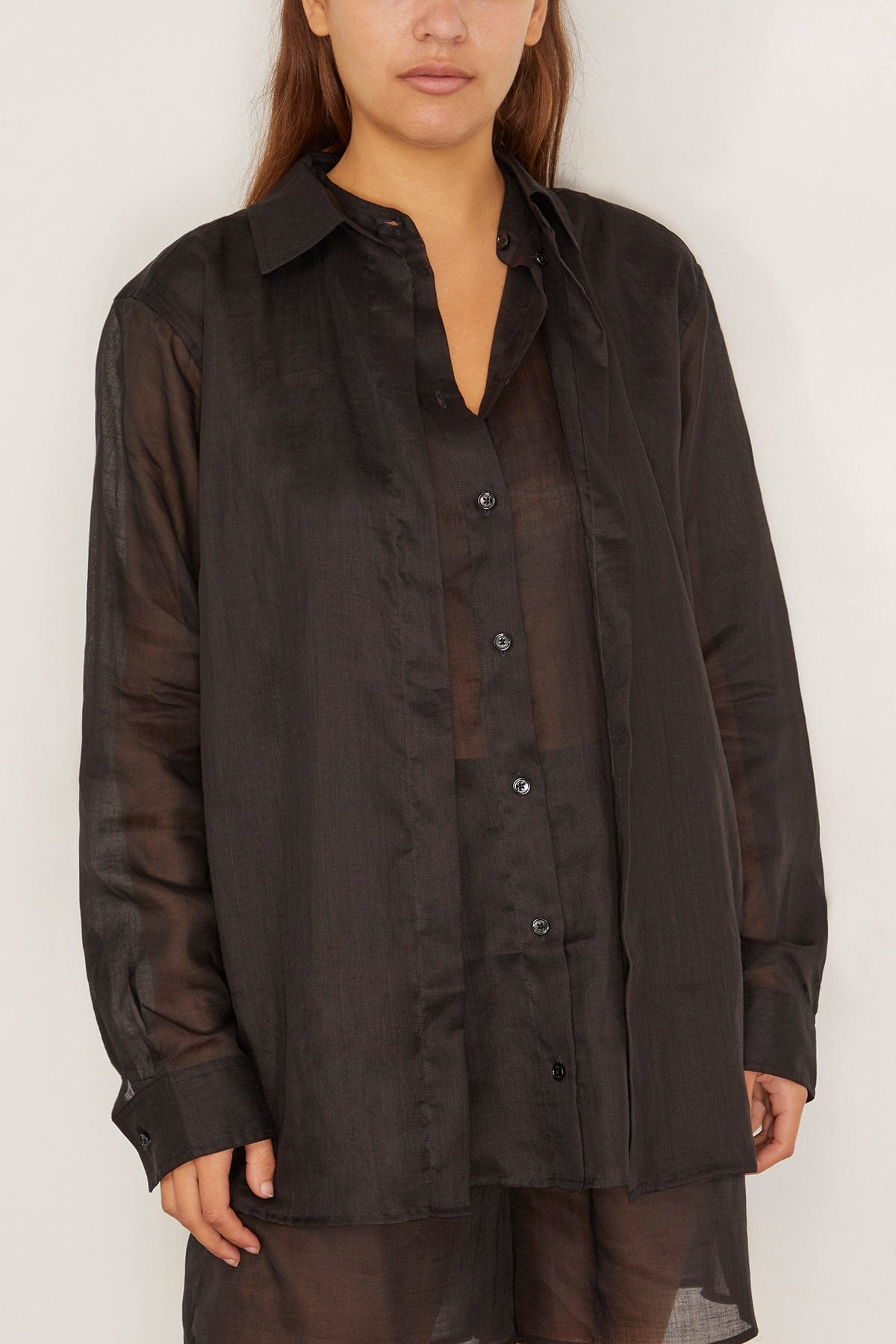 Double Collar Shirt in Black - 4