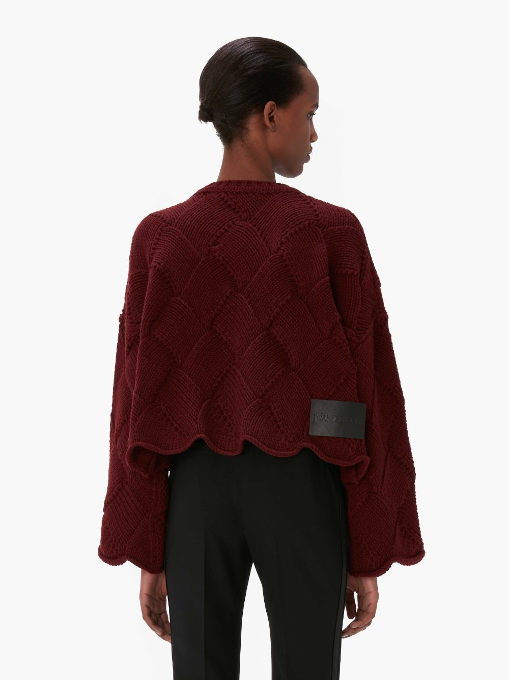 basket-weave cropped jumper - 3