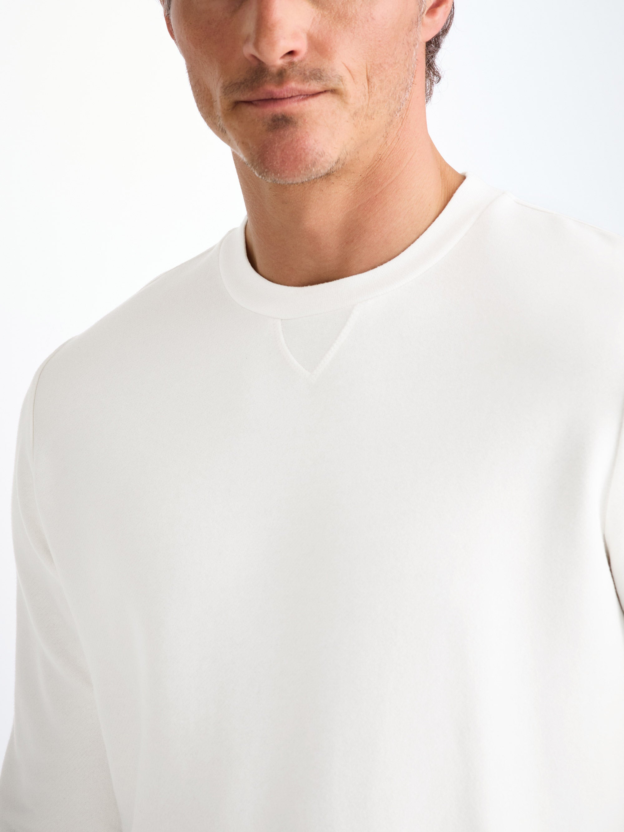 Men's Sweatshirt Quinn Cotton Modal White - 5