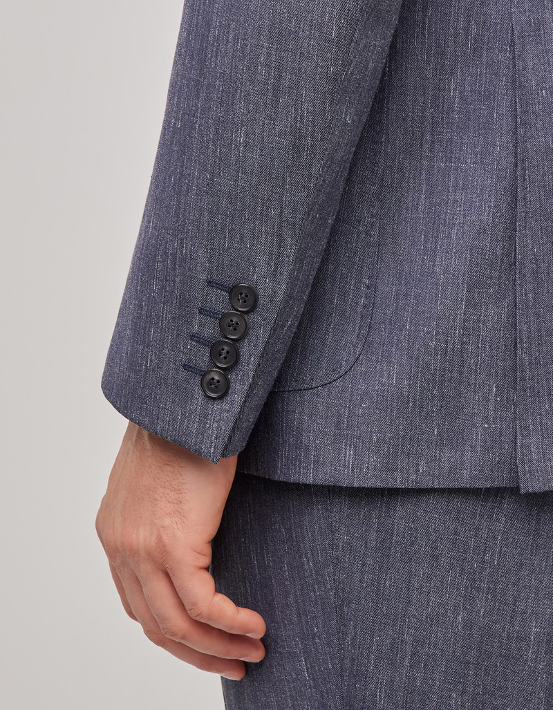 NAVY BLUE TRICOT-EFFECT COTTON JERSEY JACKET 185
