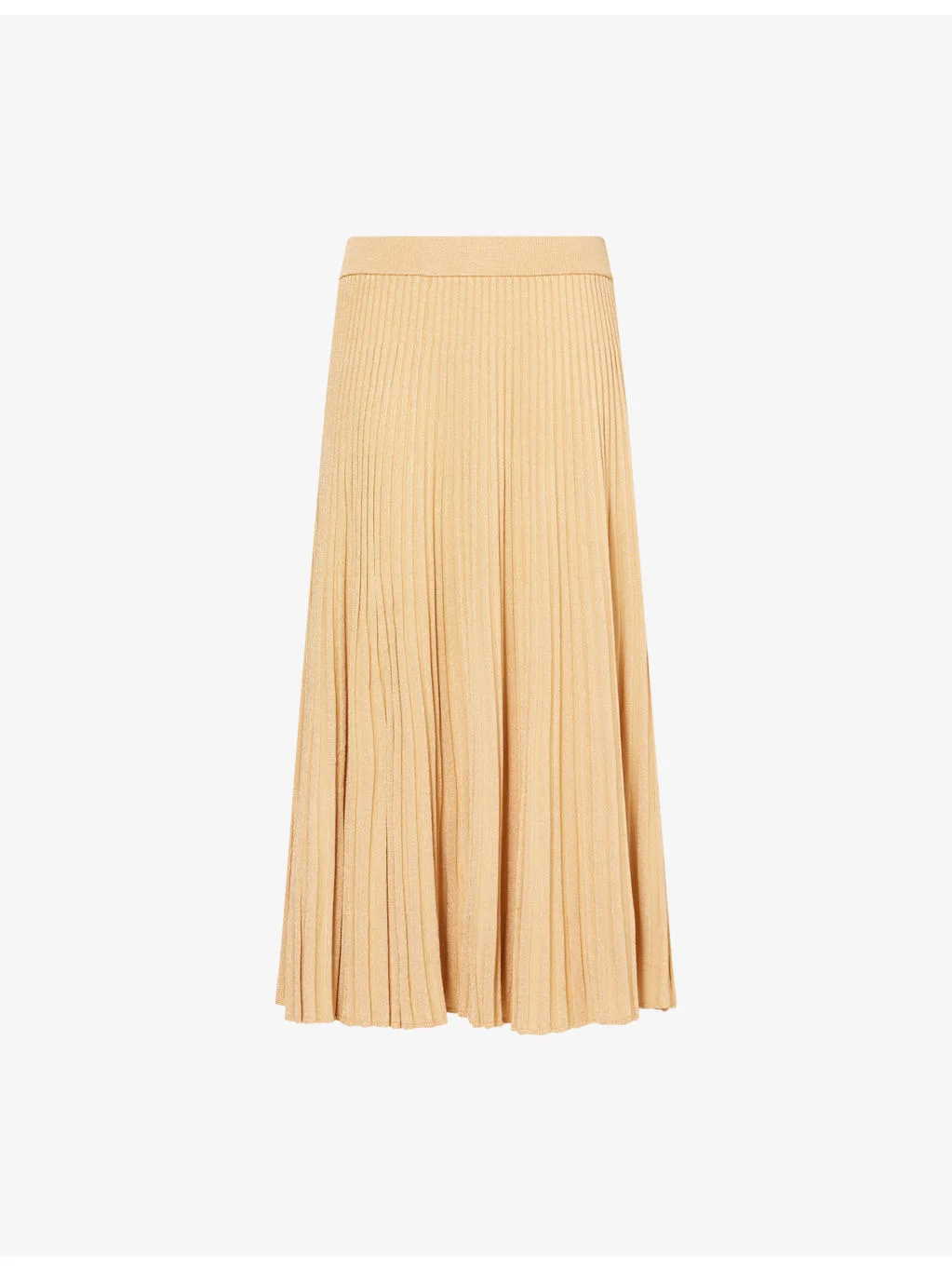 Luna Pleated Metallic Rib-Knit Midi Skirt - 1