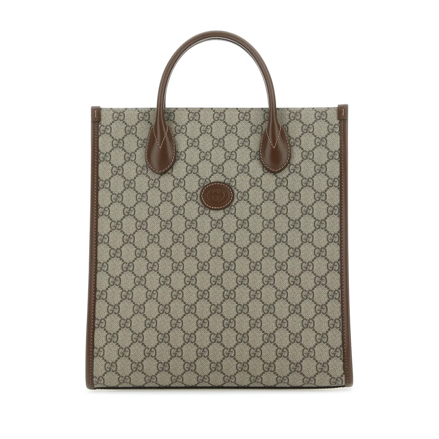 Gucci Gg Supreme Fabric And Leather Handbag - 1