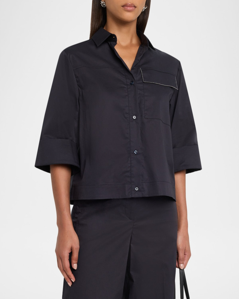 Boxy Stretch Cotton Shirt 4