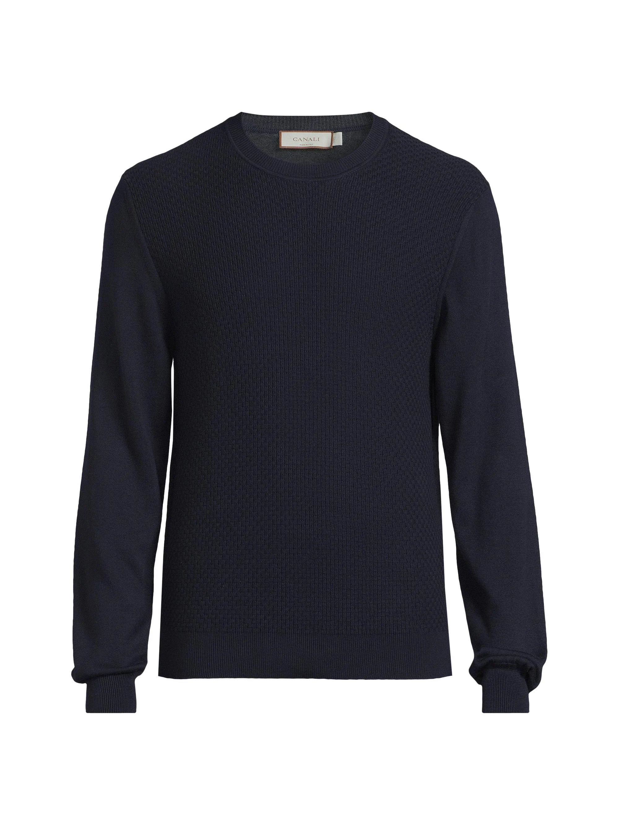 Men's Textured Crewneck Sweater - Navy - 1