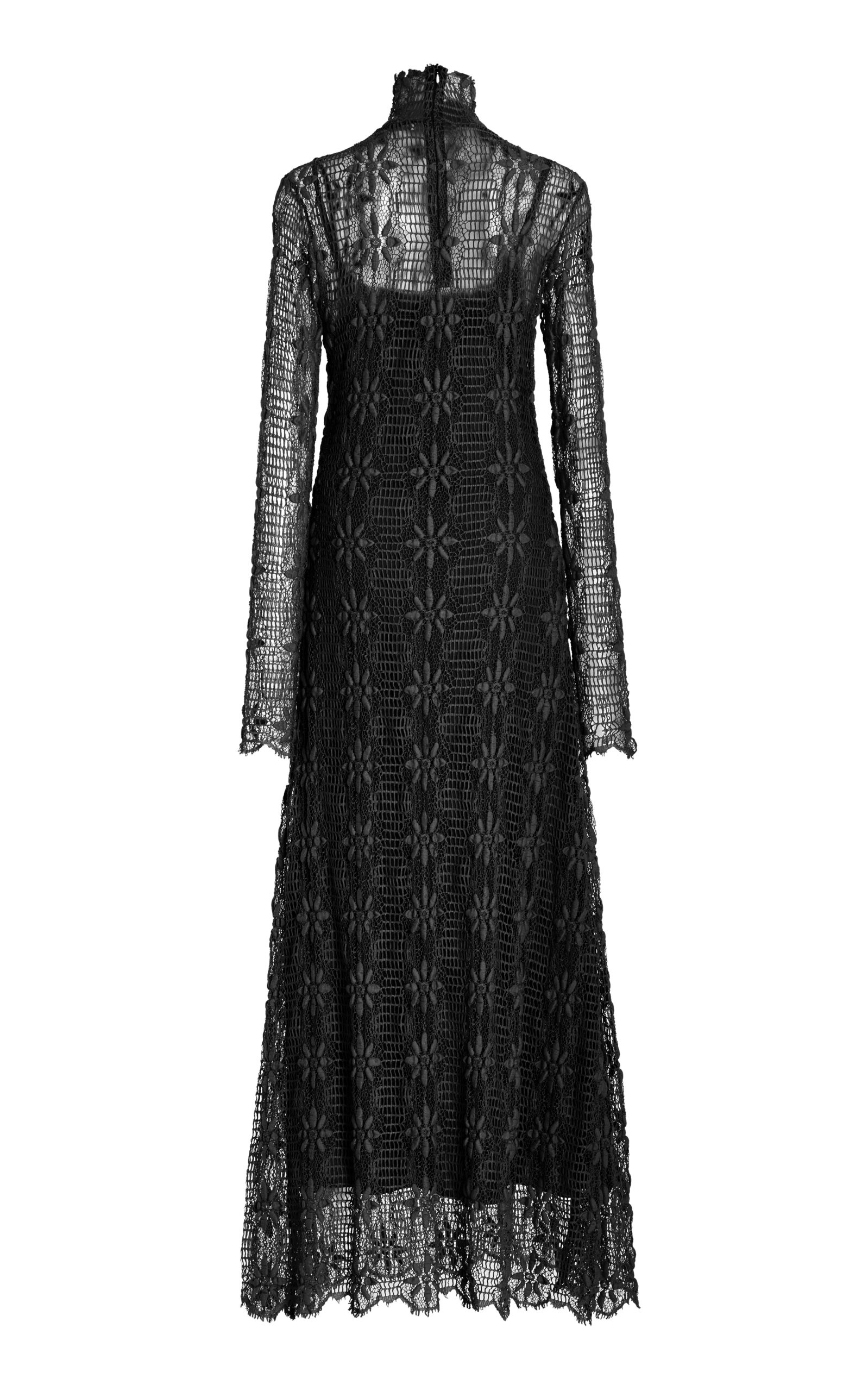 Talia Sheer Stretch-Cotton Lace Maxi Dress black - 2