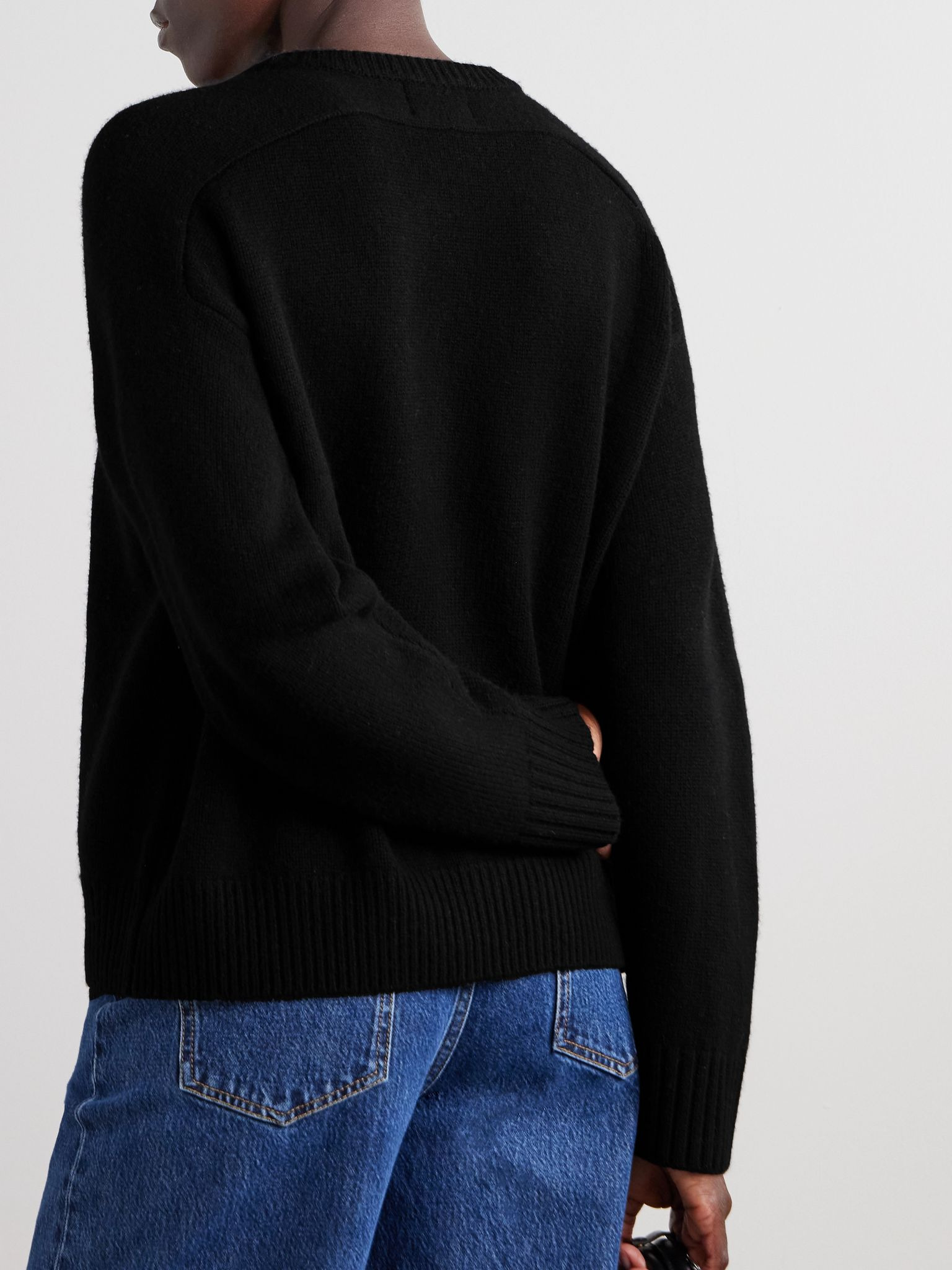 Aidar merino wool and cashmere-blend cardigan Black - 3