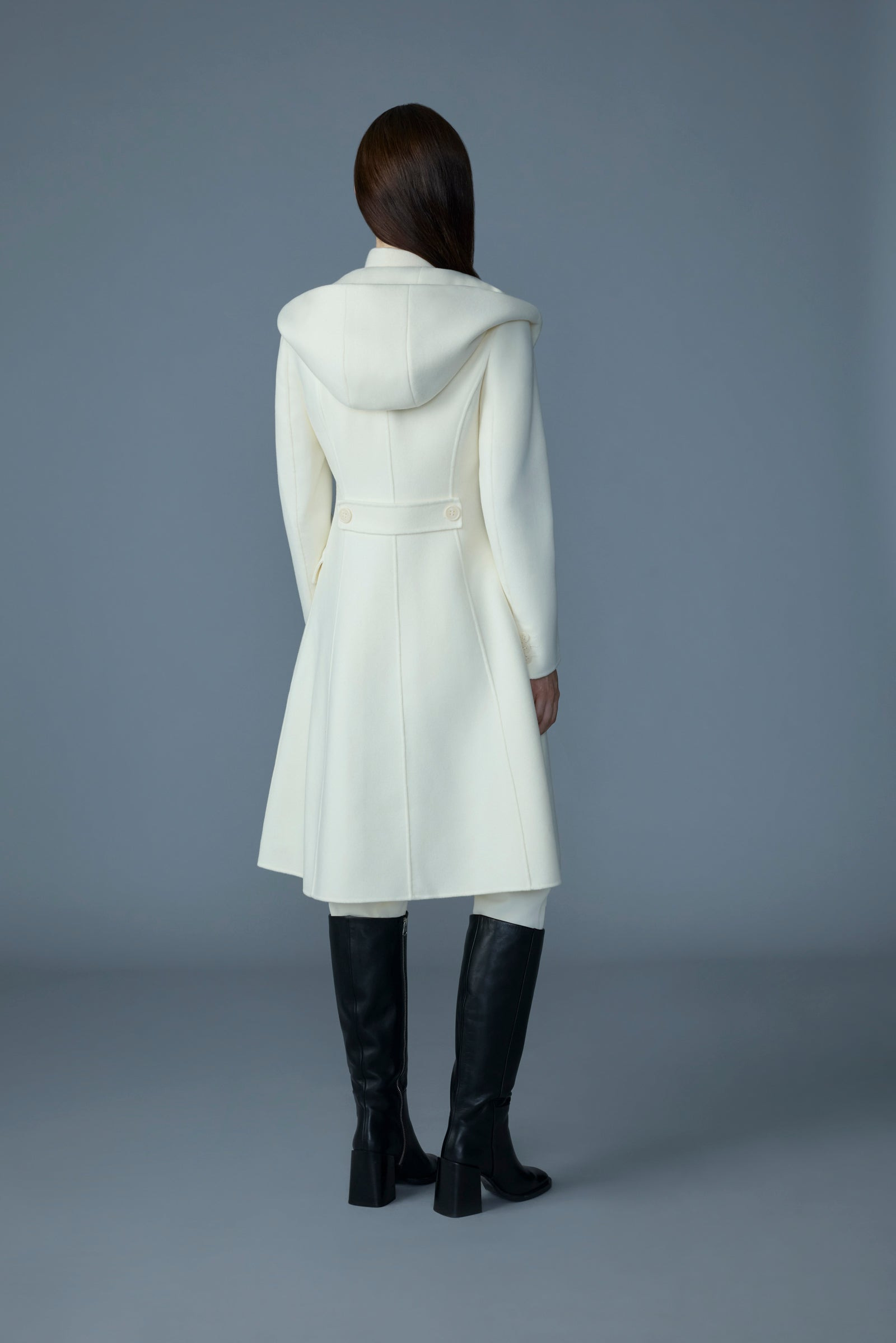 GLORIA Handmade Wool Blend Coat with Removable Bib - 4