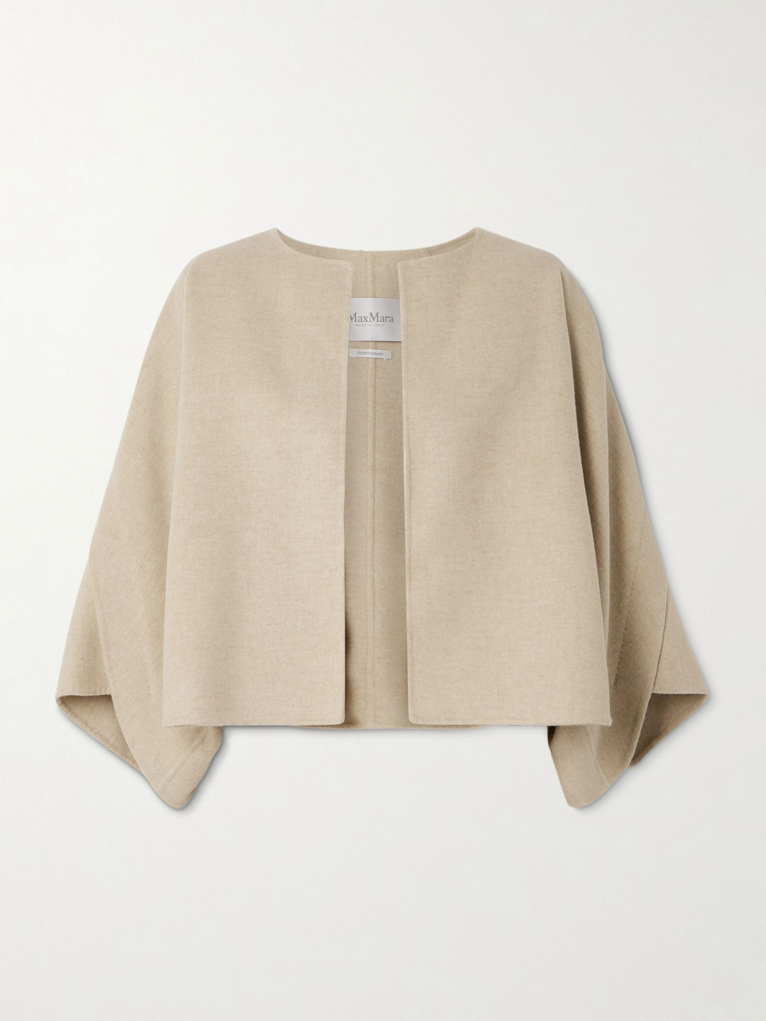 Ovada cropped wool and cashmere-blend felt jacket Sand - 1