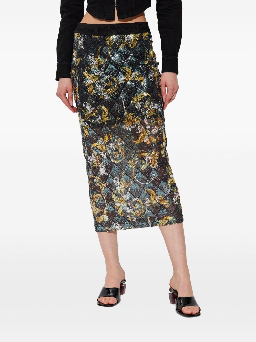 sequin-embellished midi skirt - 3