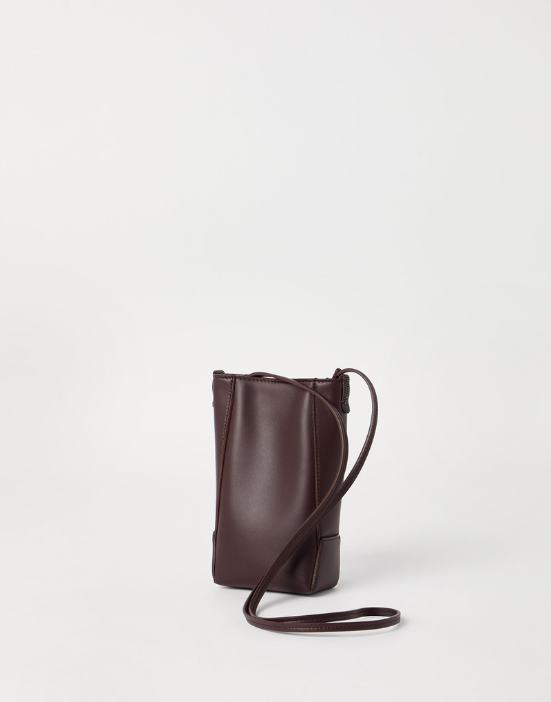 Brunello Cucinelli BC Duo phone holder in calfskin with monili outlook