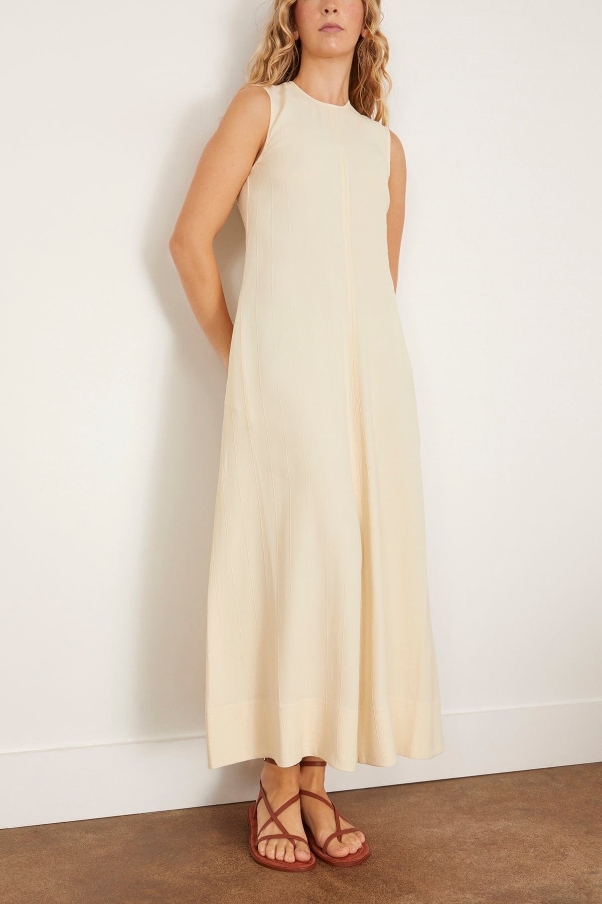 Woven Stripe Dress in Ecru - 3