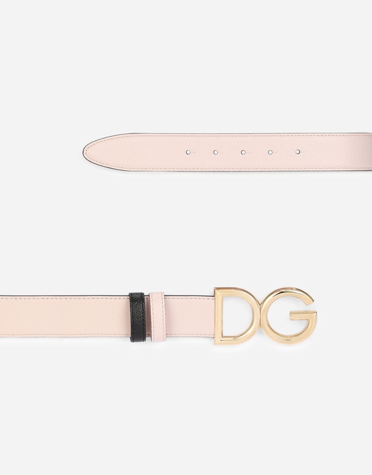 Reversible dauphine calfskin belt with DG logo - 2