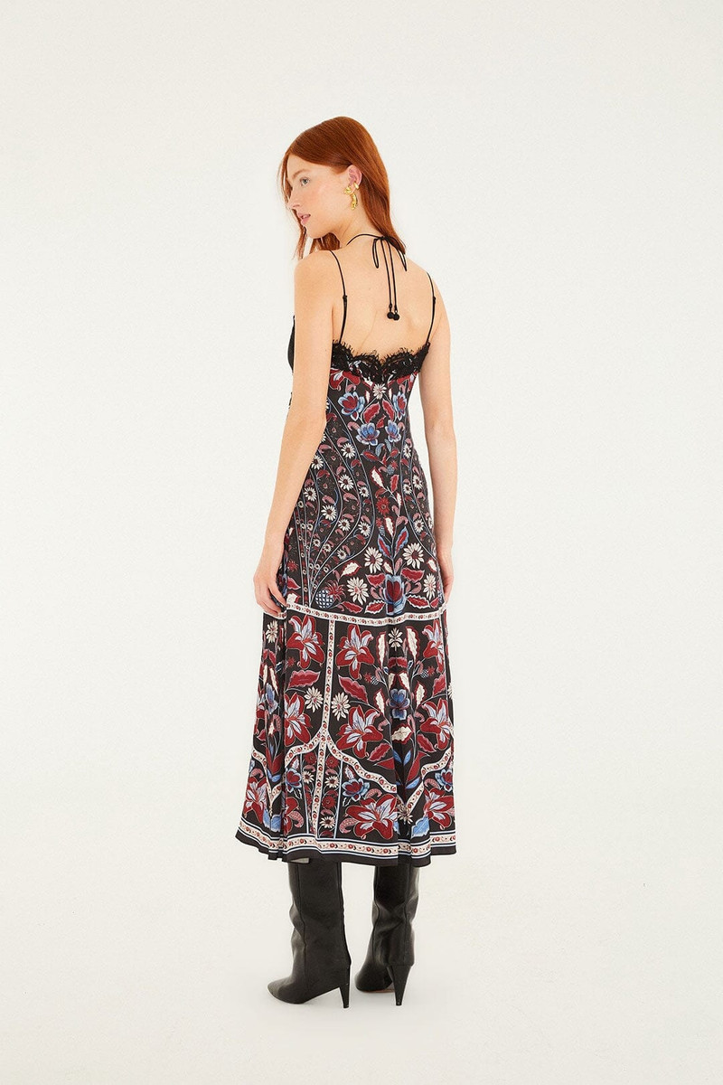 Black Marcelle Lace Lenzing™ Ecovero™ Viscose Slip Midi Dress 3