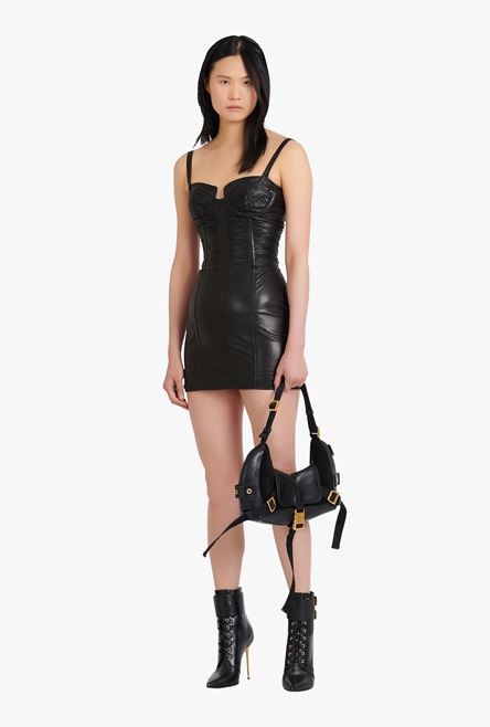 Short black leather dress - 2