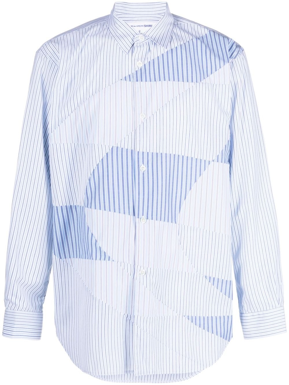 striped panelled long-sleeve shirt - 1