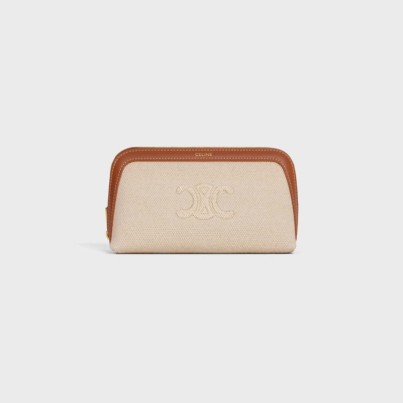 SMALL COSMETIC POUCH IN TEXTILE WITH TRIOMPHE AND CALFSKIN 1