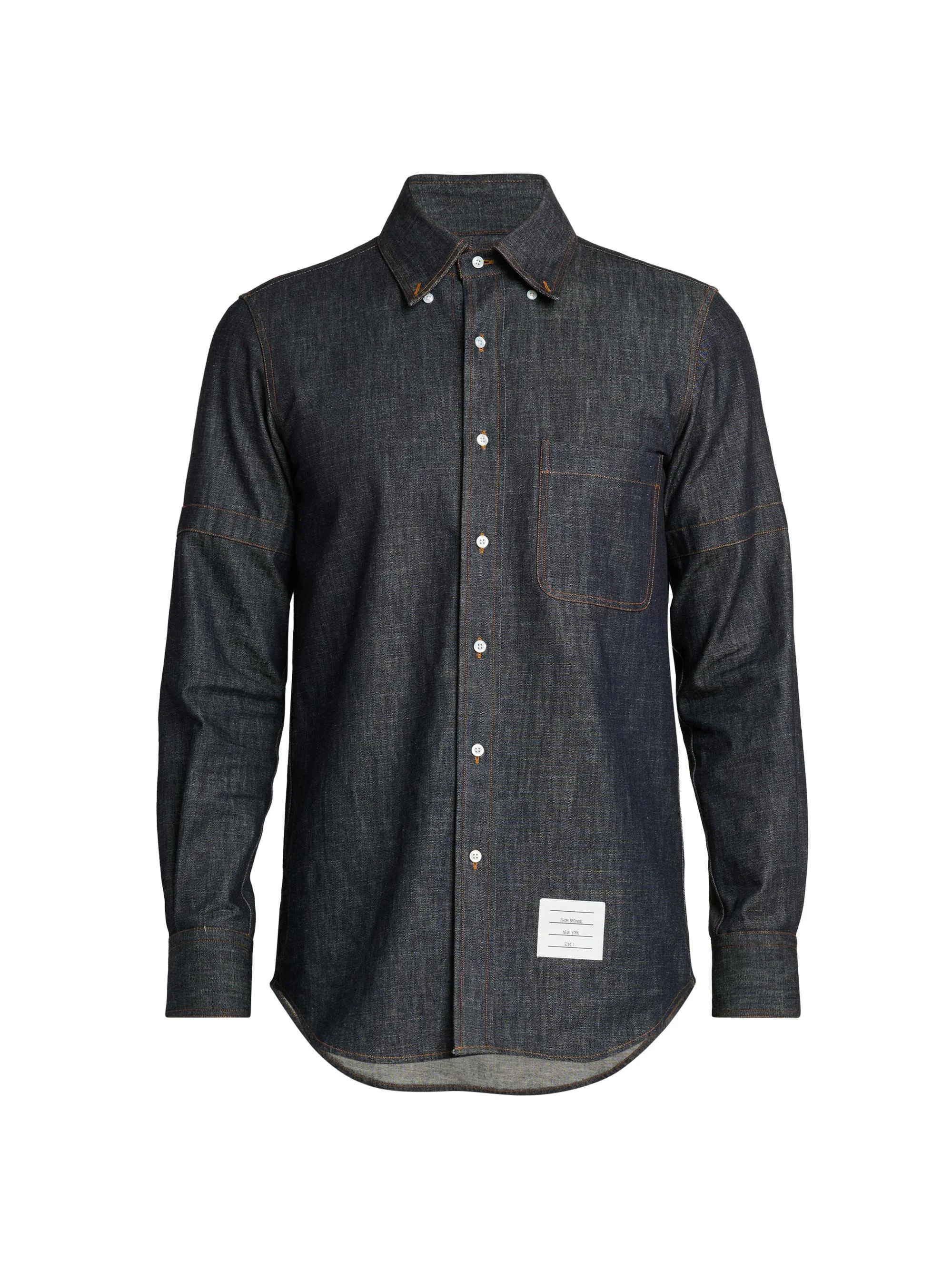 Men's Denim Long-Sleeve Button-Down Shirt - Navy - 1