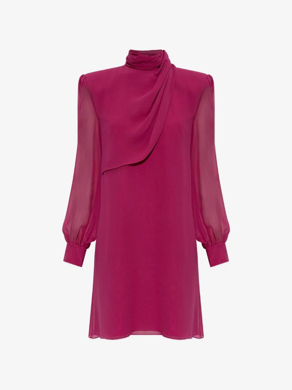 draped-panel long-sleeve mini dress - 1