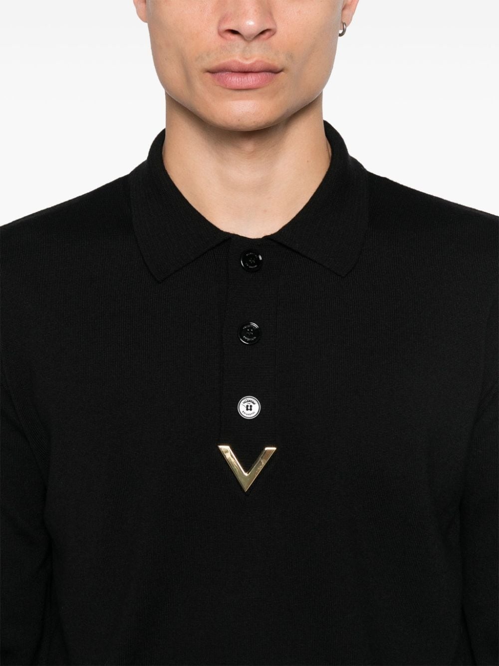 VGold-detail polo shirt - 5