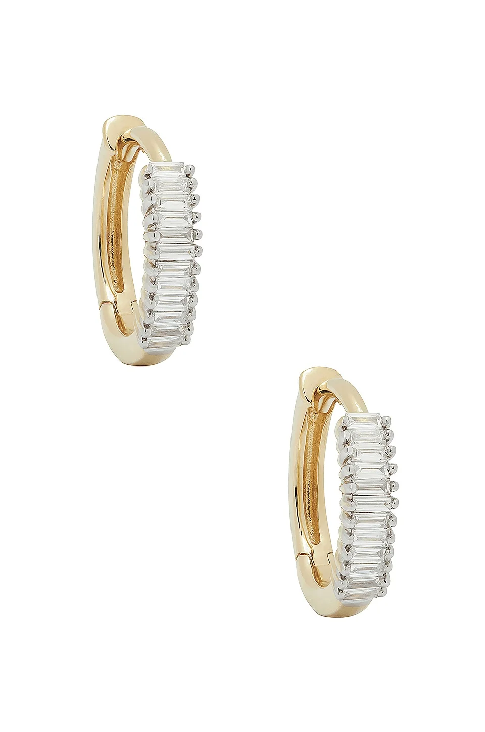 Up and Down Baguette Diamond Huggie Earrings - 1
